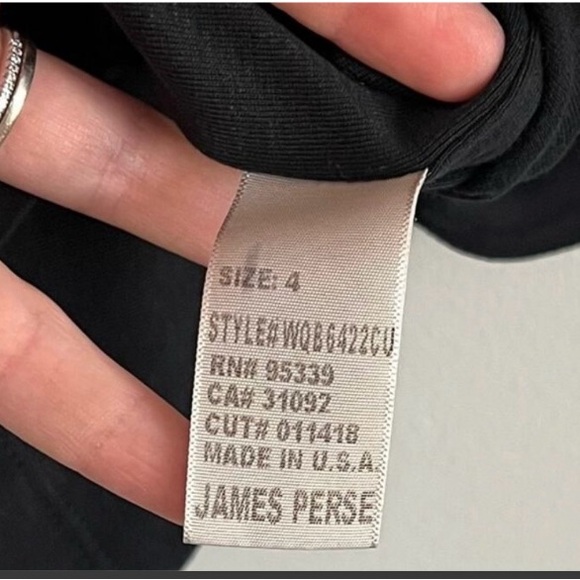 Standard James Perse Black Long Sleeve V-Neck Mini dress 4/XL long 32” bust 37” - Picture 8 of 8